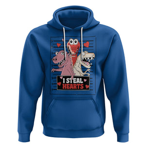 Funny Valentine Hoodie Dinosaur Mugshot I Steal Hearts TS02 Royal Blue Printyourwear