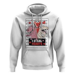 Funny Valentine Hoodie Dinosaur Mugshot I Steal Hearts TS02 White Printyourwear