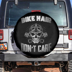 Biker Skull Spare Tire Cover Bike Hair Don't Care TS02 No hole Black Print Your Wear