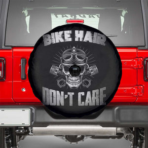 Biker Skull Spare Tire Cover Bike Hair Don't Care TS02 Black Print Your Wear