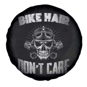 Biker Skull Spare Tire Cover Bike Hair Don't Care TS02 Print Your Wear