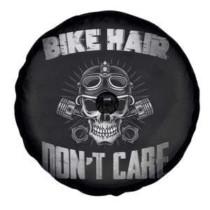 Biker Skull Spare Tire Cover Bike Hair Don't Care TS02 Print Your Wear