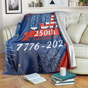 USA 250th Anniversary 1776 2026 Fireworks Throw Blanket Red White Blue 250 Years of Freedom Celebration TS02 Print Your Wear
