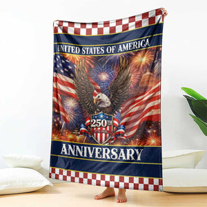 United States of America 250th Anniversary Throw Blanket USA 1776 2026 Patriotic Eagle Fireworks TS02 Print Your Wear