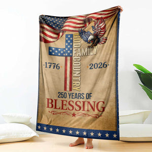 God Family Country 250 Years of Blessing Vintage Throw Blanket 1776 2026 Patriotic Faith and Freedom TS02 Print Your Wear