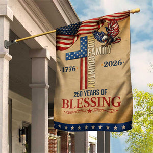 God Family Country 250 Years of Blessing Vintage Garden Flag 1776 2026 Patriotic Faith and Freedom TS02 Print Your Wear