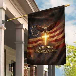 1776-2026 US 250 Years of Freedom Garden Flag Patriotic Betsy Ross Flag Cross Bald Eagle Semiquincentennial Gift TS02 Print Your Wear