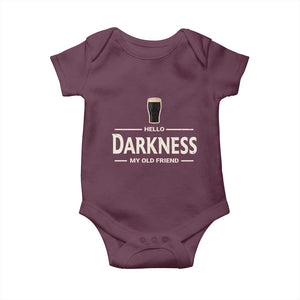 Hello Darkness My Old Friend Funny Stout Beer Lover Baby Onesie Craft Brew Fans TS02 Maroon Print Your Wear