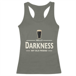 Hello Darkness My Old Friend Funny Stout Beer Lover Racerback Tank Top Craft Brew Fans TS02 Military Green Print Your Wear
