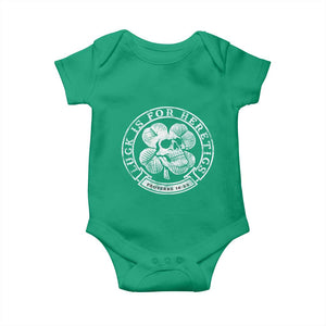 Lucky Is For Heretics Skull Shamrock Baby Onesie Proverbs 16:33 Christian St Patricks Day Statement TS02 Irish Green Print Your Wear