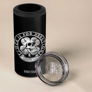 Lucky Is For Heretics Skull Shamrock 4 in 1 Can Cooler Tumbler Proverbs 16:33 Christian St Patricks Day Statement
