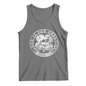 Lucky Is For Heretics Skull Shamrock Tank Top Proverbs 16:33 Christian St Patricks Day Statement TS02 Black Heather Print Your Wear
