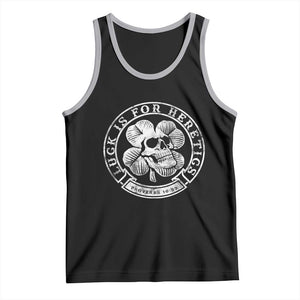 Lucky Is For Heretics Skull Shamrock Tank Top Proverbs 16:33 Christian St Patricks Day Statement TS02 Black Athletic Heather Print Your Wear