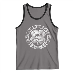 Lucky Is For Heretics Skull Shamrock Tank Top Proverbs 16:33 Christian St Patricks Day Statement TS02 Deep Heather Black Print Your Wear