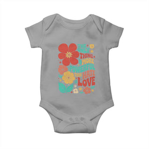 The Only Thing More Powerful Than Hate Is Love Baby Onesie Retro Floral Boho Bunny Inspirational Statement TS02 Sport Gray Print Your Wear