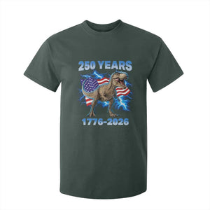 Funny Patriotic Dino Rex 250 Years 1776 2026 T Shirt For Kid Dinosaur USA Flag America 250th Anniversary Celebration TS02 Dark Forest Green Print Your Wear