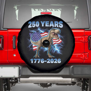Funny Patriotic Dino Rex 250 Years 1776 2026 Spare Tire Cover Dinosaur USA Flag America 250th Anniversary Celebration TS02 Black Print Your Wear