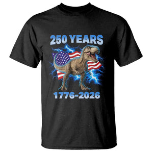 Funny Patriotic Dino Rex 250 Years 1776 2026 T Shirt Dinosaur USA Flag America 250th Anniversary Celebration TS02 Black Print Your Wear