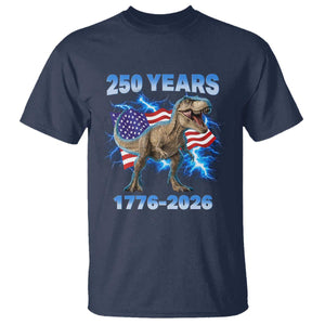 Funny Patriotic Dino Rex 250 Years 1776 2026 T Shirt Dinosaur USA Flag America 250th Anniversary Celebration TS02 Navy Print Your Wear