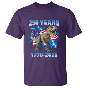 Funny Patriotic Dino Rex 250 Years 1776 2026 T Shirt Dinosaur USA Flag America 250th Anniversary Celebration TS02 Purple Print Your Wear