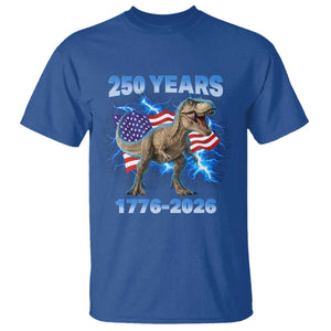Funny Patriotic Dino Rex 250 Years 1776 2026 T Shirt Dinosaur USA Flag America 250th Anniversary Celebration TS02 Royal Blue Print Your Wear