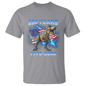 Funny Patriotic Dino Rex 250 Years 1776 2026 T Shirt Dinosaur USA Flag America 250th Anniversary Celebration TS02 Sport Gray Print Your Wear