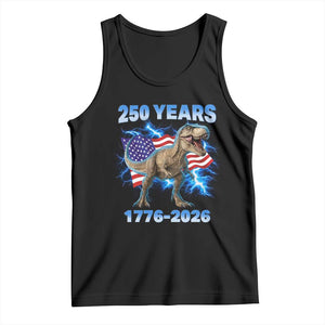 Funny Patriotic Dino Rex 250 Years 1776 2026 Tank Top Dinosaur USA Flag America 250th Anniversary Celebration TS02 Black Print Your Wear