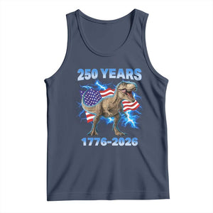 Funny Patriotic Dino Rex 250 Years 1776 2026 Tank Top Dinosaur USA Flag America 250th Anniversary Celebration TS02 Navy Print Your Wear