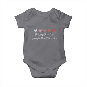 The Only Thing More Powerful Than Hate Is Love Baby Onesie Red Hearts Elegant Bunny Inspirational Quote TS02 Charcoal Print Your Wear