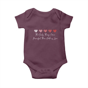 The Only Thing More Powerful Than Hate Is Love Baby Onesie Red Hearts Elegant Bunny Inspirational Quote TS02 Maroon Print Your Wear