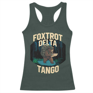 Foxtrots Deltas Tangos Funny Bear Resist Racerback Tank Top Protect Our National Parks TS02 Dark Forest Green Print Your Wear