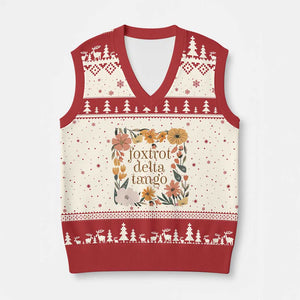 Foxtrots Deltas Tangos Boho Floral V-Neck Knit Sweater Vest Funny Offensive TS02 Beige Red Print Your Wear