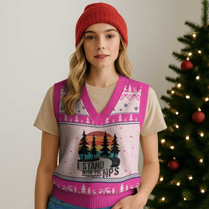 I Stand With The NPS V-Neck Knit Sweater Vest National Park Support Park Rangers TS02 Hot Pink Print Your Wear