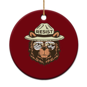 Resist Bear Retro Vintage Ceramic Ornament TS02 1pc Red Print Your Wear