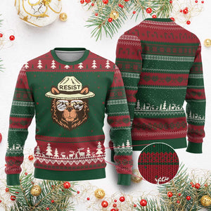 Resist Bear Retro Vintage Ugly Christmas Sweater TS02 Red Green Print Your Wear