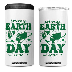 In My Earth Day Era 4 in 1 Can Cooler Tumbler Cute Groovy Planet Heart TS02 One Size: 16 oz White Print Your Wear
