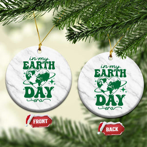 In My Earth Day Era Ceramic Ornament Cute Groovy Planet Heart TS02 1pc White Marble Print Your Wear