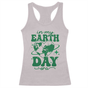 In My Earth Day Era Racerback Tank Top Cute Groovy Planet Heart TS02 Ice Gray Print Your Wear