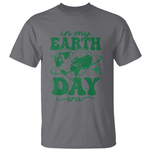 In My Earth Day Era T Shirt Cute Groovy Planet Heart TS02 Charcoal Print Your Wear