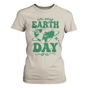In My Earth Day Era T Shirt For Women Cute Groovy Planet Heart TS02 Sand Print Your Wear