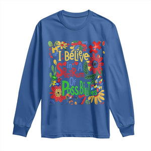 Autism Acceptance Long Sleeve Shirt I Believe In A Spectrum Of Possibilities Retro Boho TS02 Royal Blue Print Your Wear