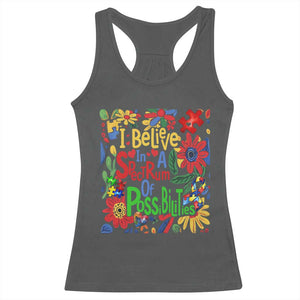 Autism Acceptance Racerback Tank Top I Believe In A Spectrum Of Possibilities Retro Boho TS02 Dark Heather Print Your Wear