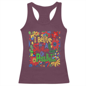 Autism Acceptance Racerback Tank Top I Believe In A Spectrum Of Possibilities Retro Boho TS02 Maroon Print Your Wear