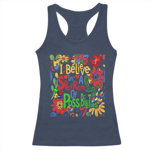 Autism Acceptance Racerback Tank Top I Believe In A Spectrum Of Possibilities Retro Boho TS02 Navy Print Your Wear