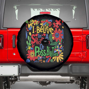 Autism Acceptance Spare Tire Cover I Believe In A Spectrum Of Possibilities Retro Boho TS02 Black Print Your Wear