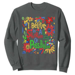 Autism Acceptance Sweatshirt I Believe In A Spectrum Of Possibilities Retro Boho TS02 Dark Heather Print Your Wear
