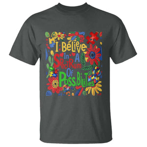 Autism Acceptance T Shirt I Believe In A Spectrum Of Possibilities Retro Boho TS02 Dark Heather Print Your Wear