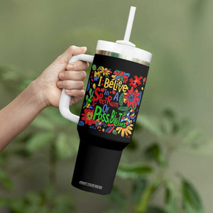 Autism Acceptance Tumbler With Handle I Believe In A Spectrum Of Possibilities Retro Boho TS02 Print Your Wear