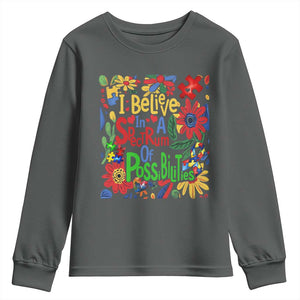 Autism Acceptance Youth Sweatshirt I Believe In A Spectrum Of Possibilities Retro Boho TS02 Dark Heather Print Your Wear