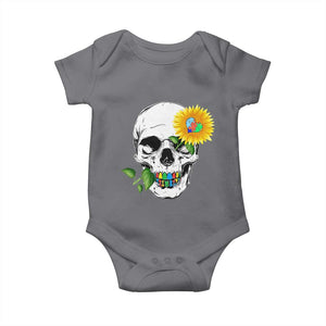 Autism Skull Sunflower Baby Onesie Support Autistic Puzzle Pieces Heart TS02 Charcoal Print Your Wear